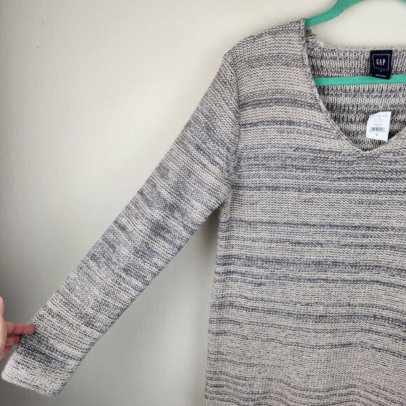 NWT GAP Lurex Metallic Wool Mohair Blend Oversized V-Neck Knit Sweater sz M - Picture 4 of 10